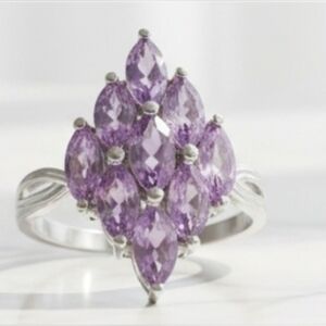 Tanzanite Cluster Sterling Silver Ring